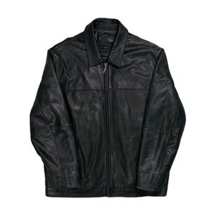 Claiborne Outerwear Thinsulate black lamb skin fill zip bomber jacket men large